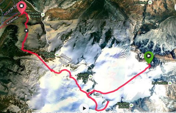 Vue satellite du trajet